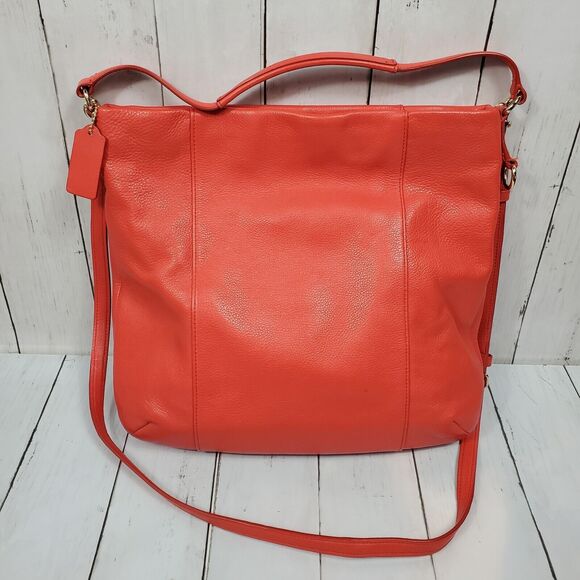 Coach Isabelle Pebbled Leather Hobo CrossBody Tote Purse Scout Burnt Orange READ - Picture 6 of 16